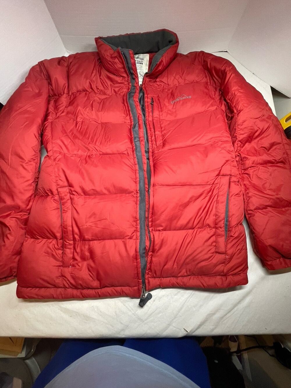 Eddie Bauer Premium Quality Goose Down Puffer Jacket Red Size MEDIUM